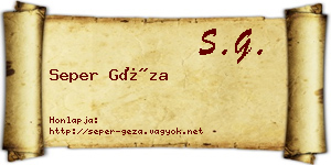 Seper Géza névjegykártya